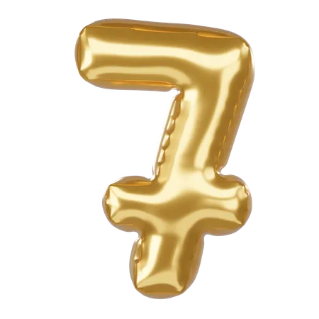 Number 7 3 D Illustration In Golden Balloon Style 3D Icon