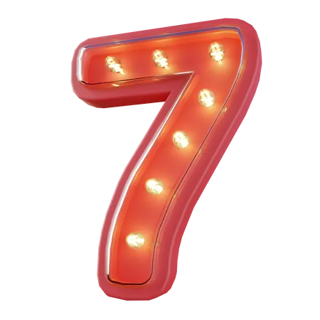 NEON NUMBER 7 Typography 3D Icon