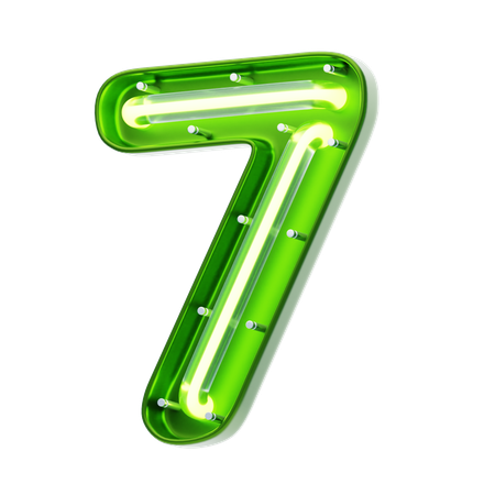 Number 7 Shape Neon Text  3D Icon