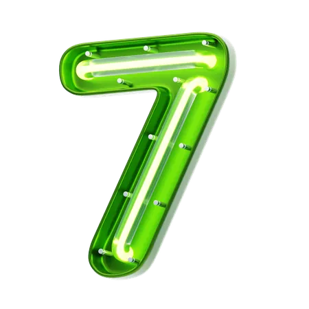 Number 7 Shape Neon Text  3D Icon