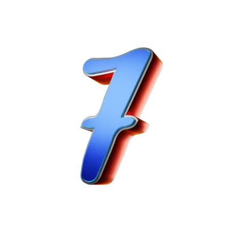 Number 7 Typography  3D Icon