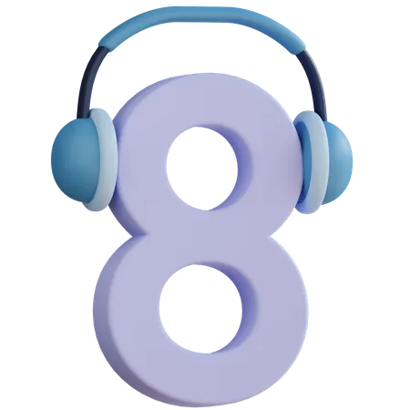 3 D Number Eight With Isolated Background 3D Icon