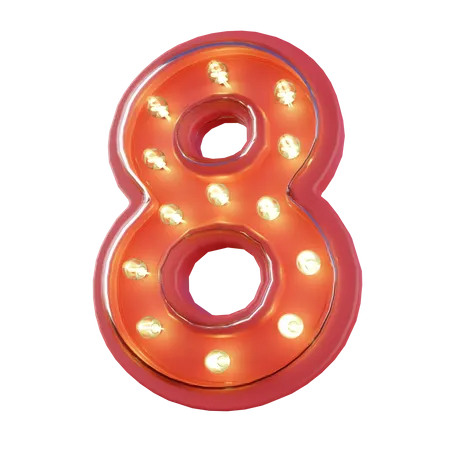 NEON NUMBER 8 Typography 3D Icon
