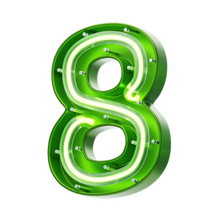 Number 8 Shape Neon Text  3D Icon