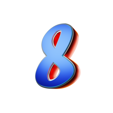 Number 8 Typography  3D Icon
