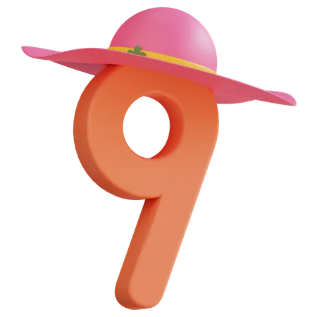 3 D Number Nine With Isolated Background 3D Icon