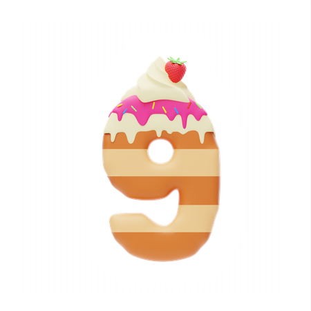 번호 9  3D Icon