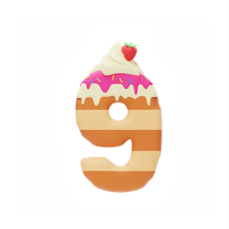 번호 9  3D Icon