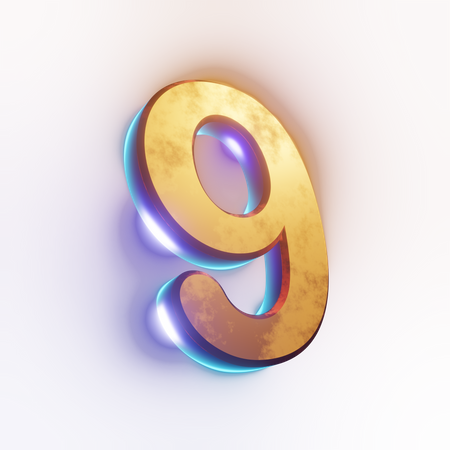 Number '9' text effect  3D Icon