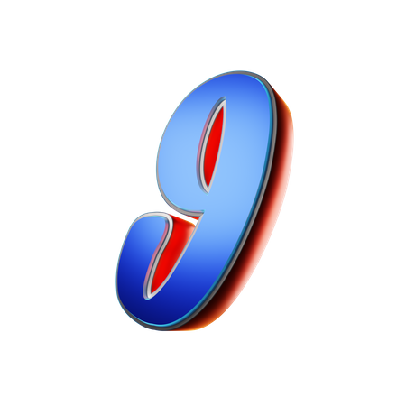 Number 9 Typography  3D Icon