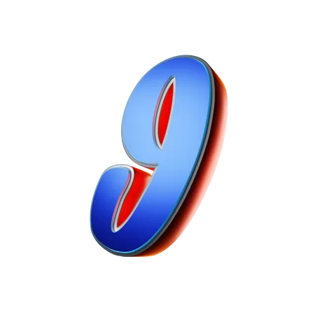 Number 9 Typography  3D Icon