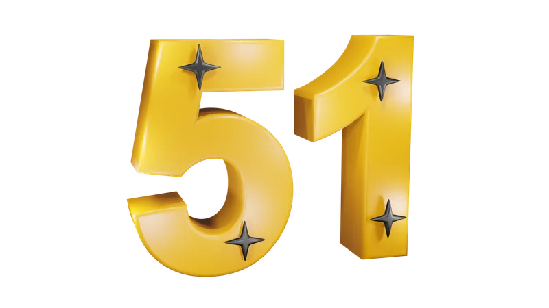 Number Fifty One  3D Icon