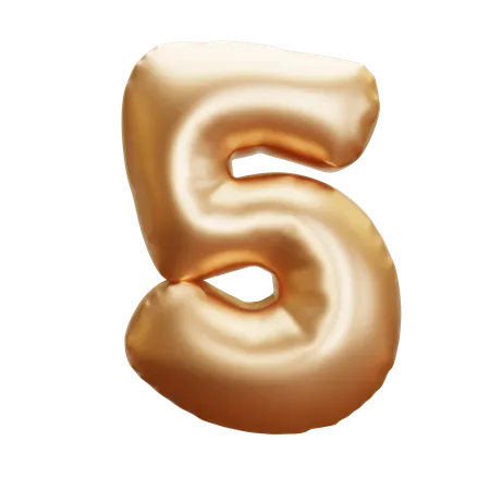 Gold Balloon Number 5 3 D Icon 3D Icon