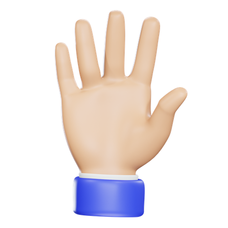 Number Five Hand  3D Icon