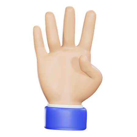 Number Four Hand  3D Icon