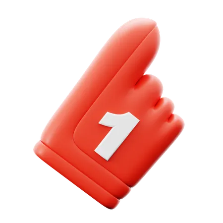 Number 1 One Sport Game Supporter Finger Hand Glove 3 D Icon Illustration Render Design 3D Icon