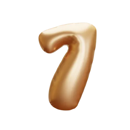 Gold Balloon Number 7 3 D Icon 3D Icon