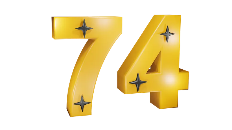 Number Seventy Four  3D Icon