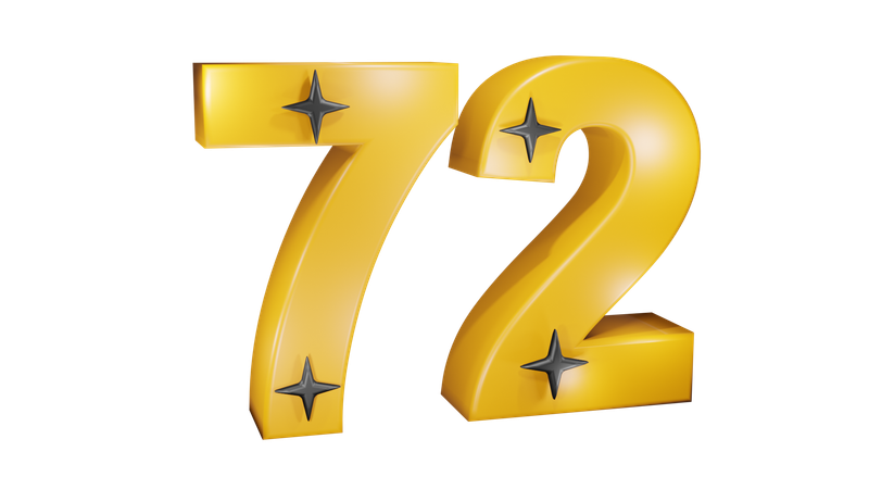 Number Seventy Two  3D Icon