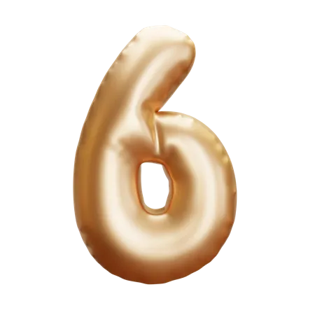 Gold Balloon Number 6 3 D Icon 3D Icon