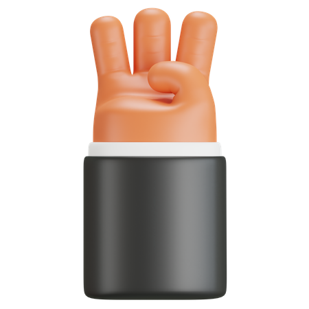 Number Three Hand Gesture  3D Icon