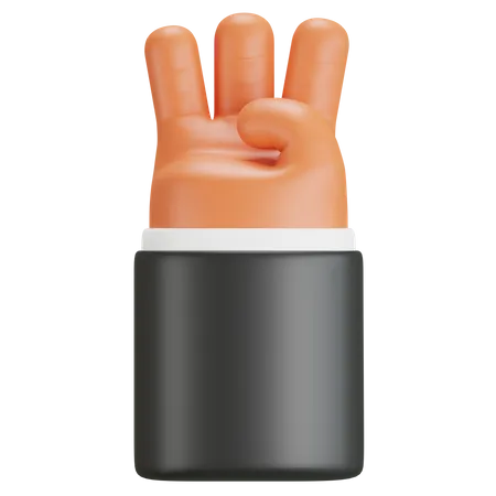 Number Three Hand Gesture  3D Icon