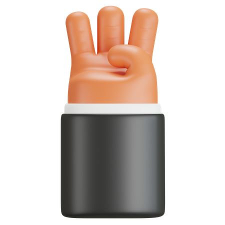 Number Three Hand Gesture  3D Icon