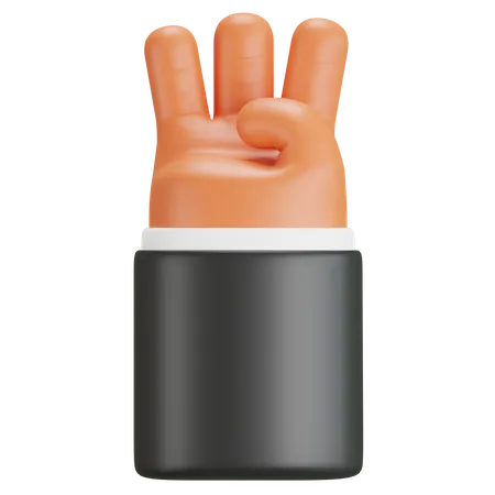 3 D Illustration With Hand Showing Number Three Hand Gesture 3D Icon