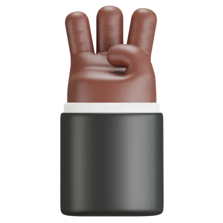 Number Three Hand Gesture  3D Icon