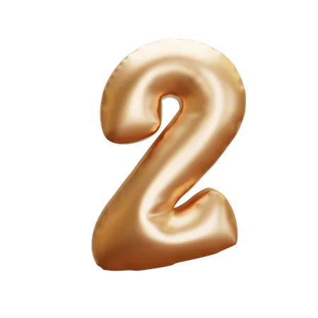 Gold Balloon Number 2 3 D Icon 3D Icon