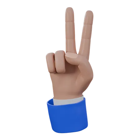 Number Two Hand Gesture  3D Icon