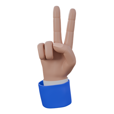 Number Two Hand Gesture  3D Icon