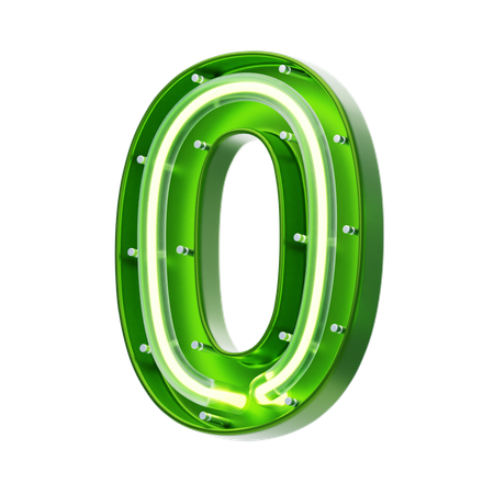 Número 0 forma texto de neón  3D Icon