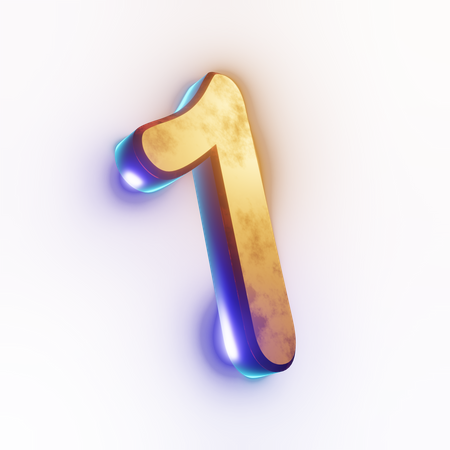 Efeito de texto número '1'  3D Icon