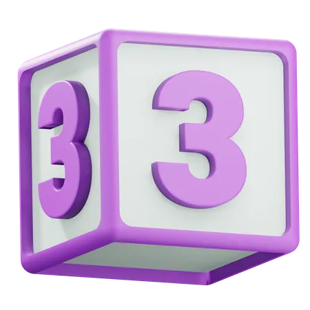 Ilustracion De Bloque De Tres Numeros 3 D 3D Icon