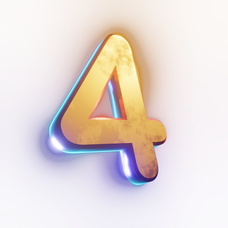 Efecto de texto número '4'  3D Icon