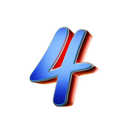 Tipografia número 4  3D Icon