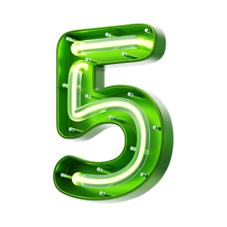 Número 5 forma texto de neón  3D Icon