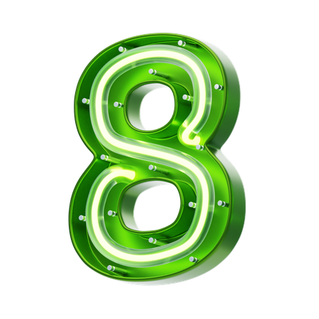 Número 8 forma texto de neón  3D Icon