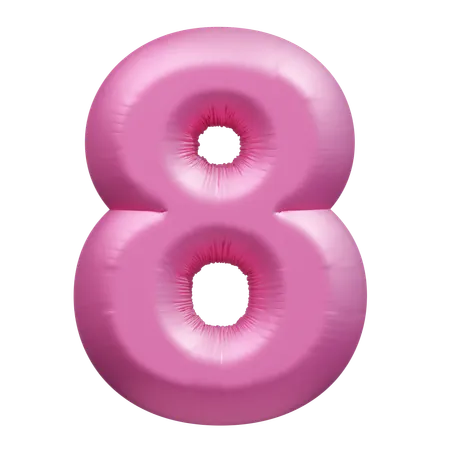 Balão Rosa Número 8  3D Icon