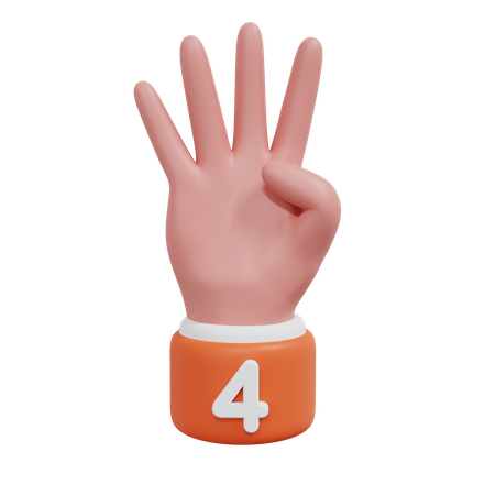 Números de gesto 4  3D Icon