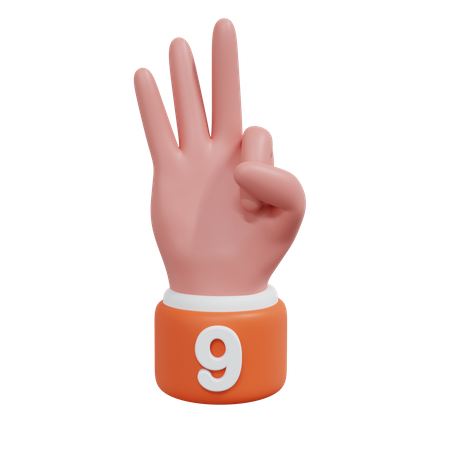 Números de gesto 9  3D Icon