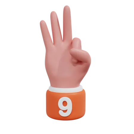 Números de gesto 9  3D Icon
