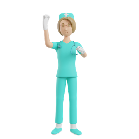 Nurse Calling someone  3D Illustration