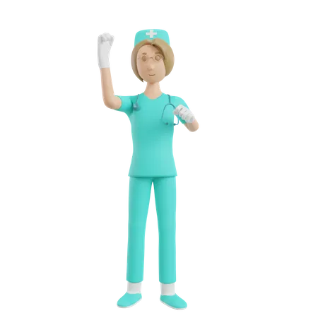 Nurse Calling someone  3D Illustration