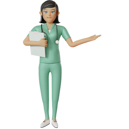 Nurse giving advice for medical report 3D Illustration