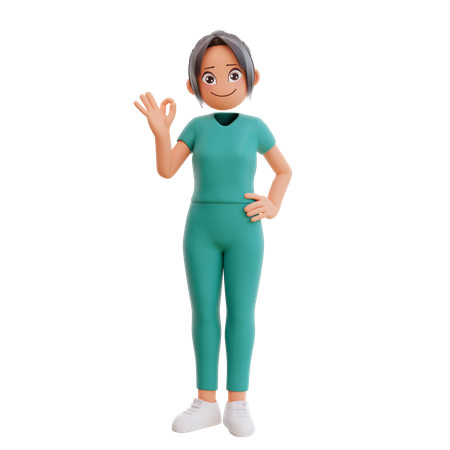 Nurse Giving good gesture  3D Icon