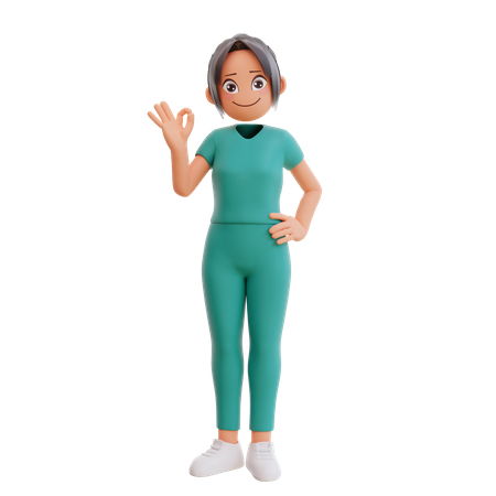 Nurse Giving good gesture  3D Illustration