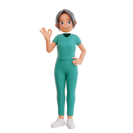 Nurse Giving good gesture  3D Illustration