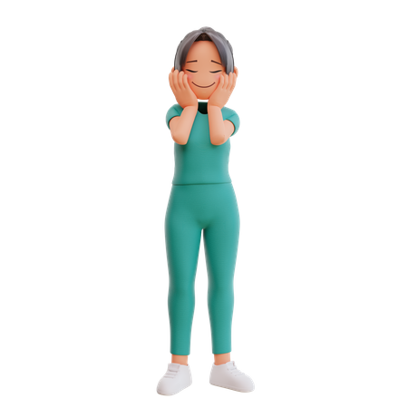 Nurse Giving Smiling Posing  3D Illustration